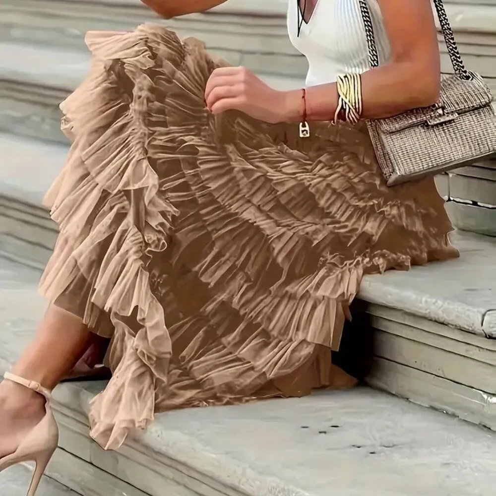 NEW! BOHO Tulle LAYERED MAXI SKIRT SZ L